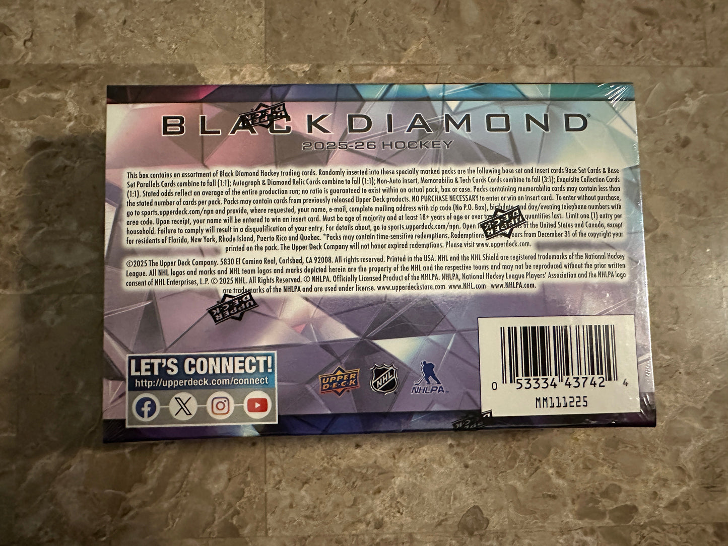 2025-26 Upper Deck Black Diamond Hockey Hobby Box - Sealed