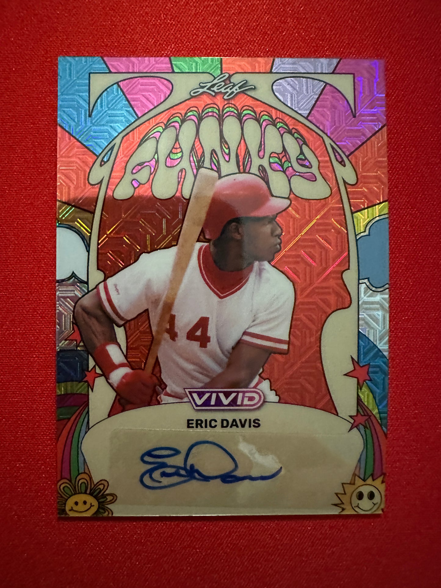 Eric Davis 2026 Leaf Vivid Funky Red Techno Foil AUTO 6/6 Reds Legend Bookend