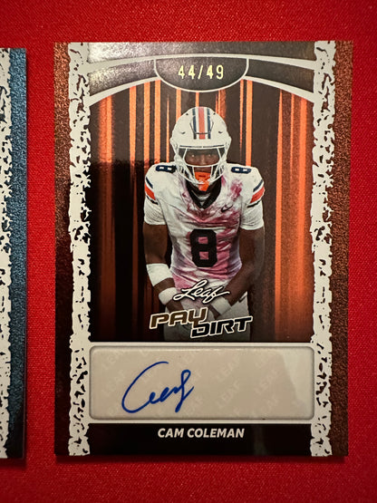 Cam Coleman 2026 Leaf Paydirt Football Two-Card Short-Print Parallel Lot
