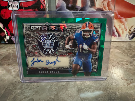 2026 Leaf Optichrome Football Jadan Baugh College Town Green Crystal Auto 1/1