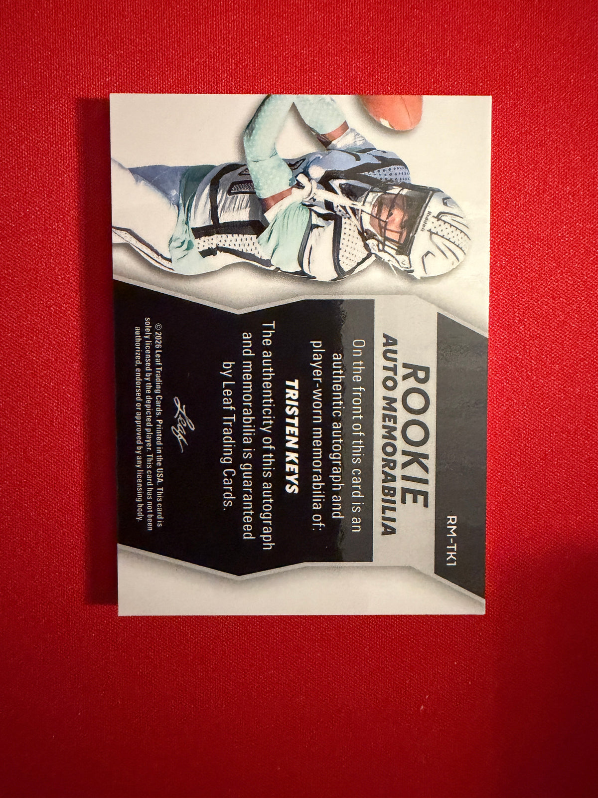 Tristen Keys 2026 Leaf Trinity Football Rookie Auto Mem Multicolor Patch /75