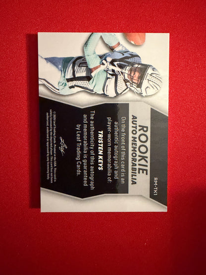 Tristen Keys 2026 Leaf Trinity Football Rookie Auto Mem Multicolor Patch /75