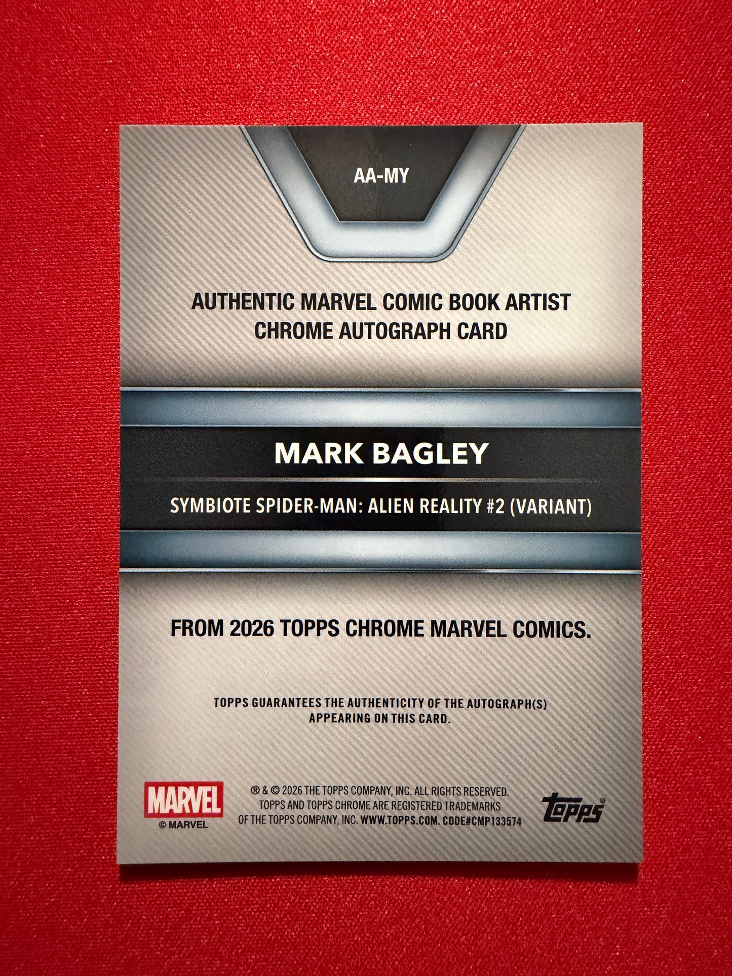 2026 Topps Marvel Chrome Mark Bagley Auto Spider-Man Alien Symbiote