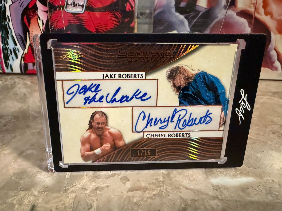 Jake The Snake Roberts Cheryl 2026 Leaf Ultimate Sports 2 Dual Auto 1/15 Bookend