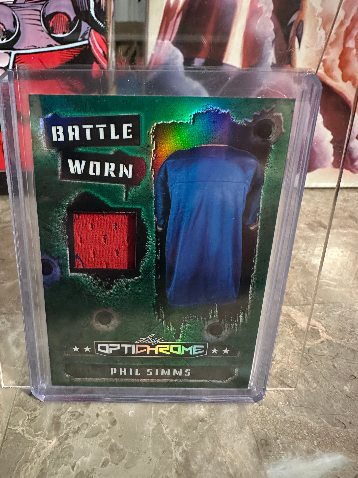 2026 Leaf Optichrome Phil Simms BATTLE WORN GAME USED PATCH /3 Giants MVP