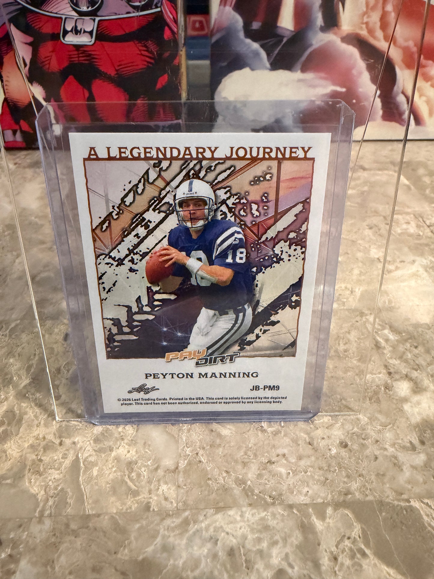Peyton Manning 2026 Leaf Paydirt Football A Legendary Journey Orange Parallel Two-Card Lot
