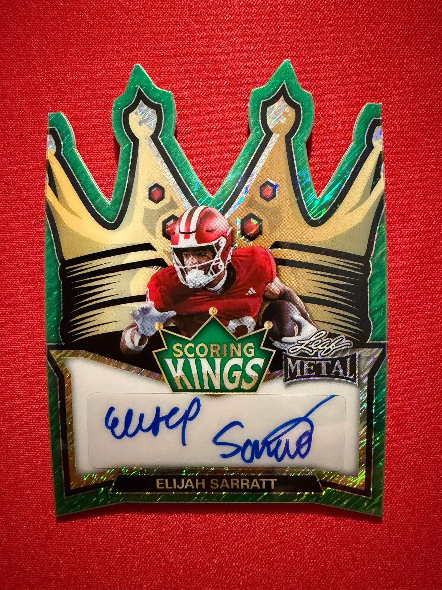2026 Leaf Metal Football Elijah Sarratt Scoring Kings Auto Green Shimmer /3