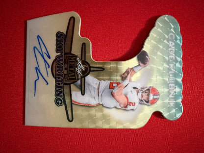 Cade Klubnik 2026 Leaf Metal Football Skywriting Auto Gold Super Prismatic 1/1