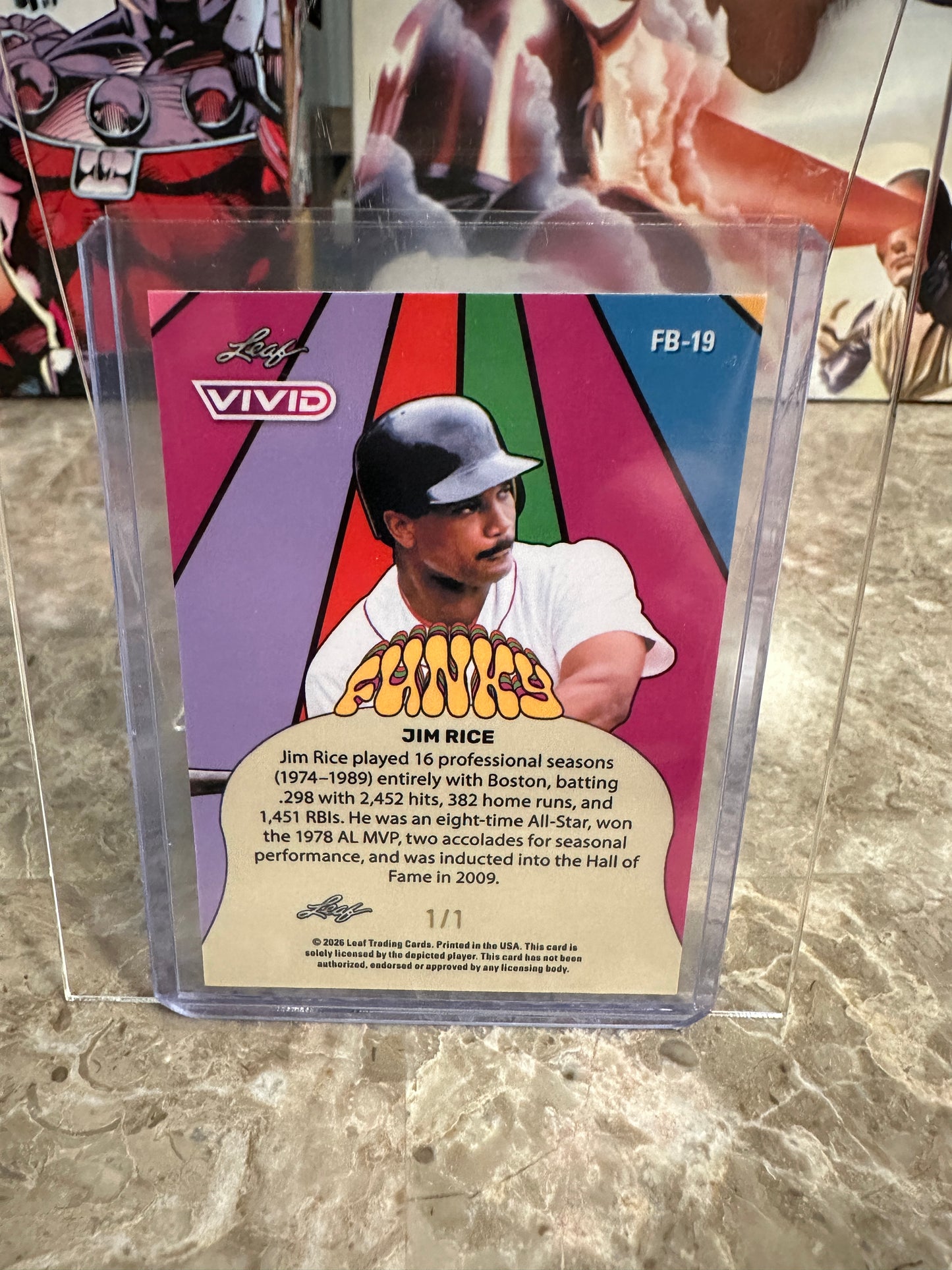 Jim Rice 2026 Leaf Vivid Baseball Funky Yellow One-of-One