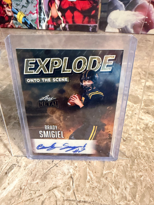 2026 Leaf Metal Football Brady Smigiel Auto Explode Onto Scene Gold Super Prismatic 1/1