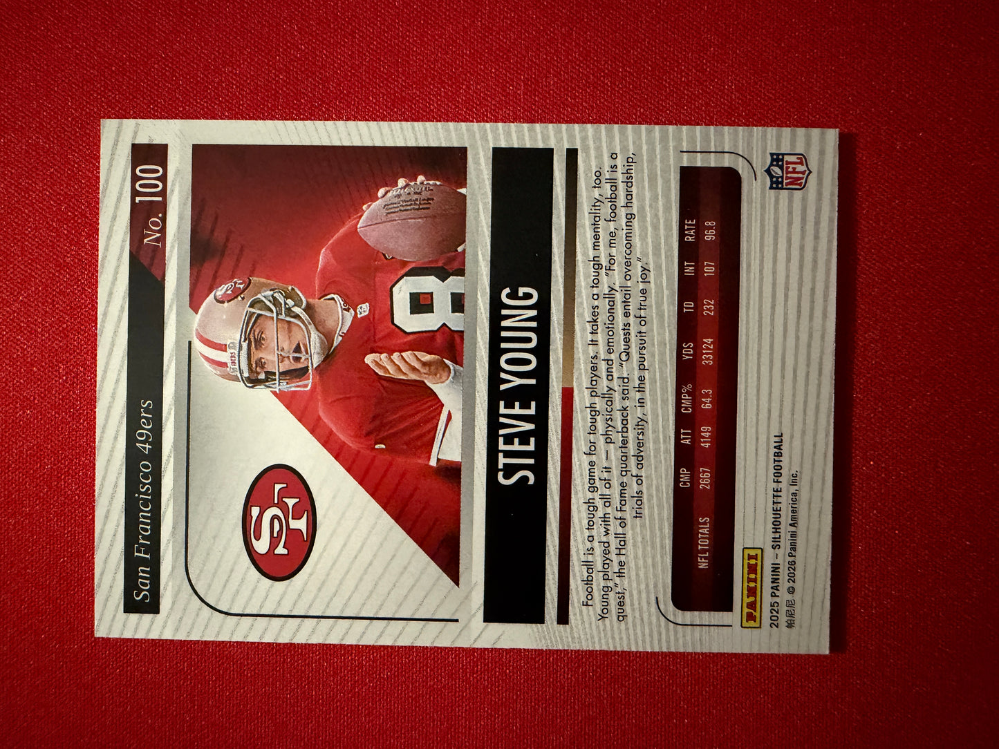 Steve Young 2025 Panini Silhouette Football Base Purple /125