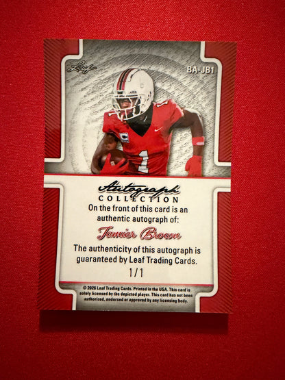 Jamier Brown 2026 Leaf Autograph Collection Base Platinum Cracked Ice Auto 1/1