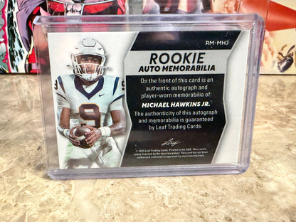 Michael Hawkins Jr. 2026 Leaf Trinity Rookie Auto Mem Multicolor Patch