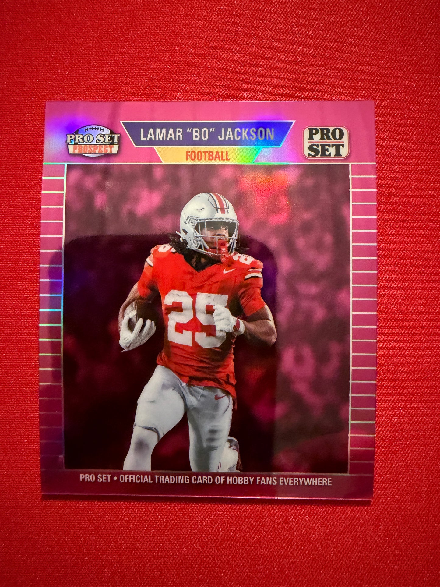 Lamar "Bo" Jackson 2026 Leaf Pro Set Metal Football 1989 Mini Pink 1/4 Bookend