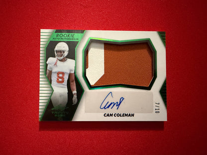 Cam Coleman 2026 Leaf Trinity Rookie Auto Memorabilia Multicolor Patch /10