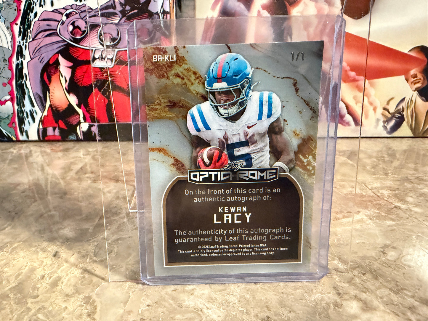 Kewan Lacy 2026 Leaf Optichrome Football Base Auto Gold Crystal 1/1