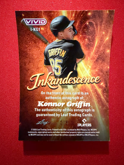 Konnor Griffin 2026 Leaf Vivid Baseball Inkadescence Auto Orange Mojo /5