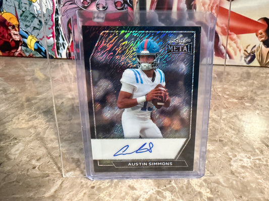 Austin Simmons 2026 Leaf Metal Football Base Auto Black Shimmer 1/2