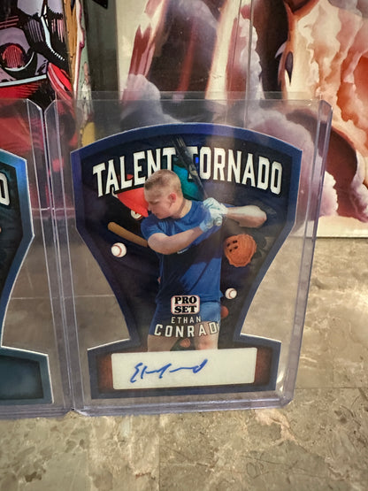 Ethan Conrad 2026 Pro Set Talent Tornado Lot /5 Blue AUTO & /8 Platinum