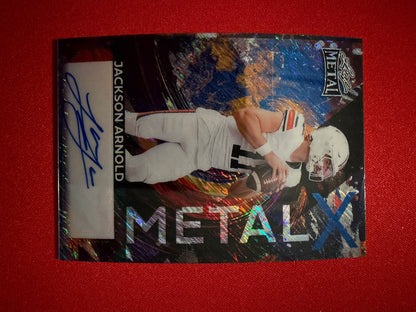 Jackson Arnold 2026 Leaf Metal Football Metal X Blue Shimmer 1/1