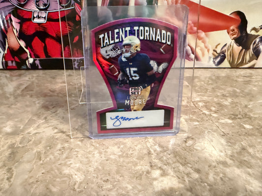 Leonard Moore 2026 Leaf Pro Set Metal Talent Tornado Auto Pink 6/6 Bookend