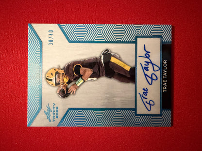 Trae Taylor 2026 Leaf Trinity Football Base Auto Platinum /40