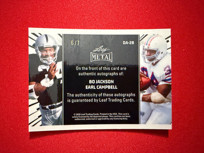 2026 Leaf Pro Set Metal Bo Jackson Earl Campbell On-Card Auto /7