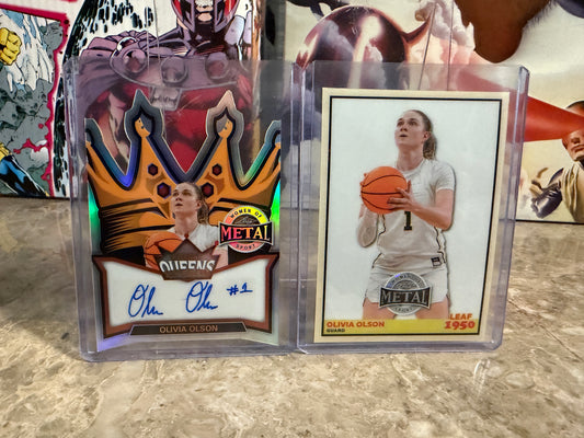 Olivia Olsen 2026 Leaf Women of Sport Court Queens Auto 1950 2-Card Lot