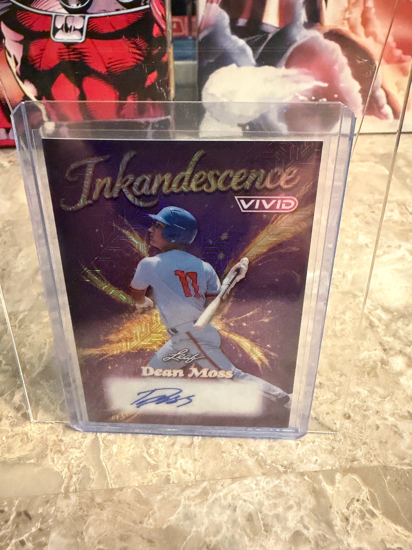 2026 Leaf Vivid Baseball Inkandescence Dean Moss Auto Purple Techno Foil 2/3