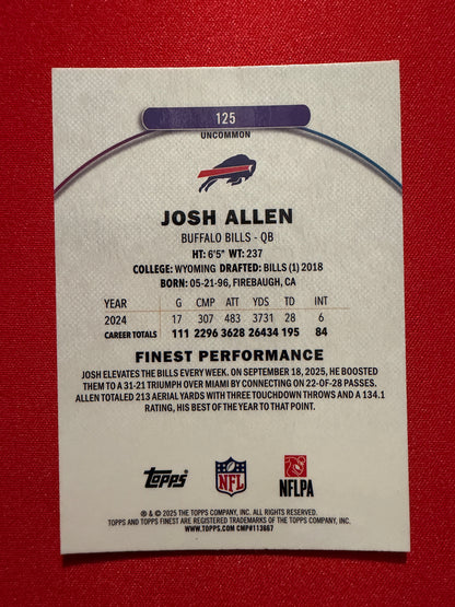 2025 Topps Finest Football Josh Allen Uncommon Purple Parallel /200 #125