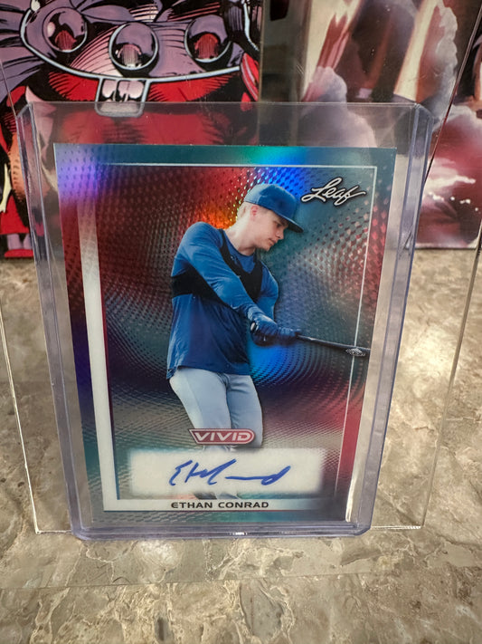 Ethan Conrad 2026 Leaf Vivid Teal Auto /35 Chicago Cubs 1st Round Pick