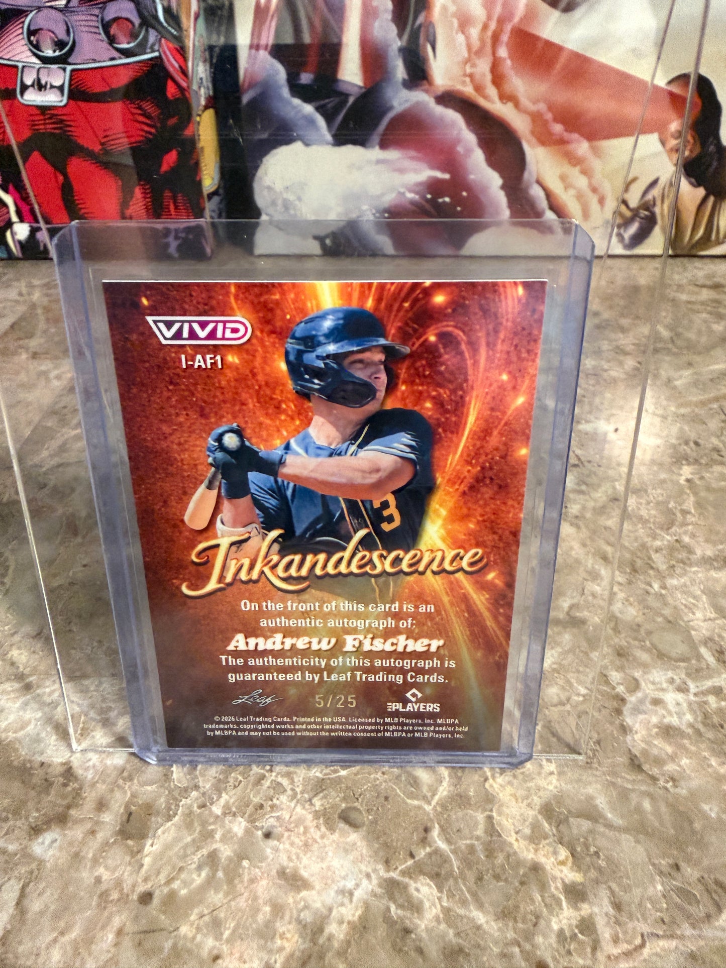 2026 Leaf Vivid Baseball Inkadescence Techno-Foil Teal Andrew Fischer Autograph 5/25