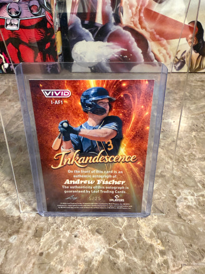 2026 Leaf Vivid Baseball Inkadescence Techno-Foil Teal Andrew Fischer Autograph 5/25