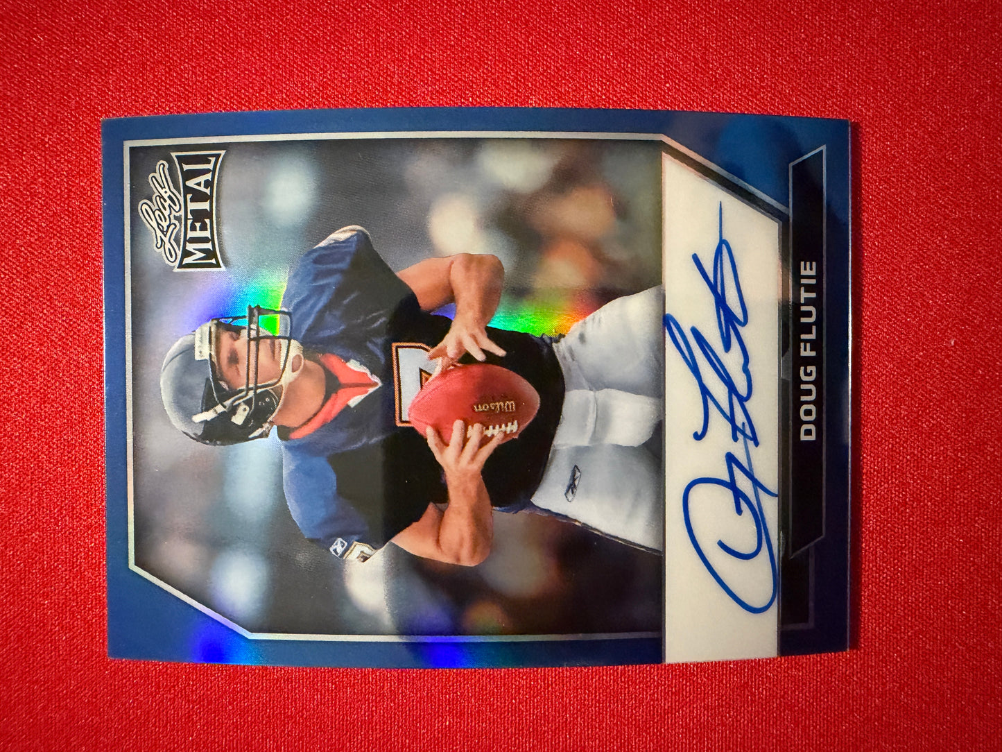 Doug Flutie 2026 Leaf Metal Base On-Card Auto Blue Prismatic /6