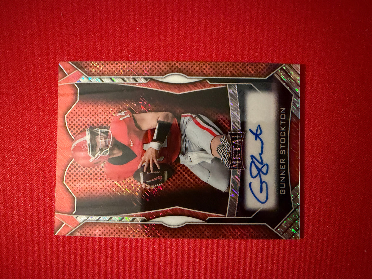 Gunner Stockton 2026 Leaf Trinity Football Metal Auto Orange Shimmer /40