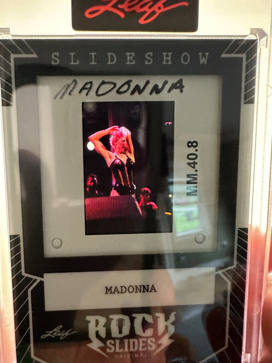 2026 Leaf Slideshow MADONNA Metal /25 & Sexy Celebrity Base 2-Slide Lot PROMO