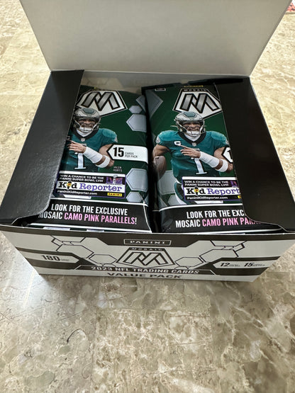 2023 Panini Mosaic Football NFL Value Fat Cello Box - 12 Factory Sealed Packs