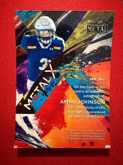 2026 Leaf Metal Amar Johnson Auto Metal X Red Flood Super Prismatic 1/1