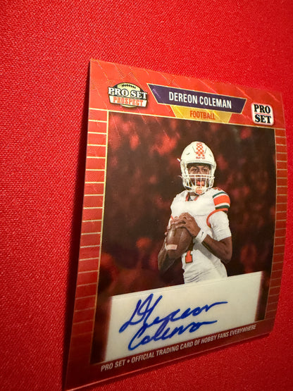 2026 Leaf Pro Set Metal Football Dereon Coleman 1989 Mini Auto Red Flood 1/1