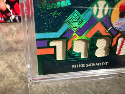 Mike Schmidt 2026 Leaf Seasons In the Sun Peak Season Die-Cut Swatch Green 7/7