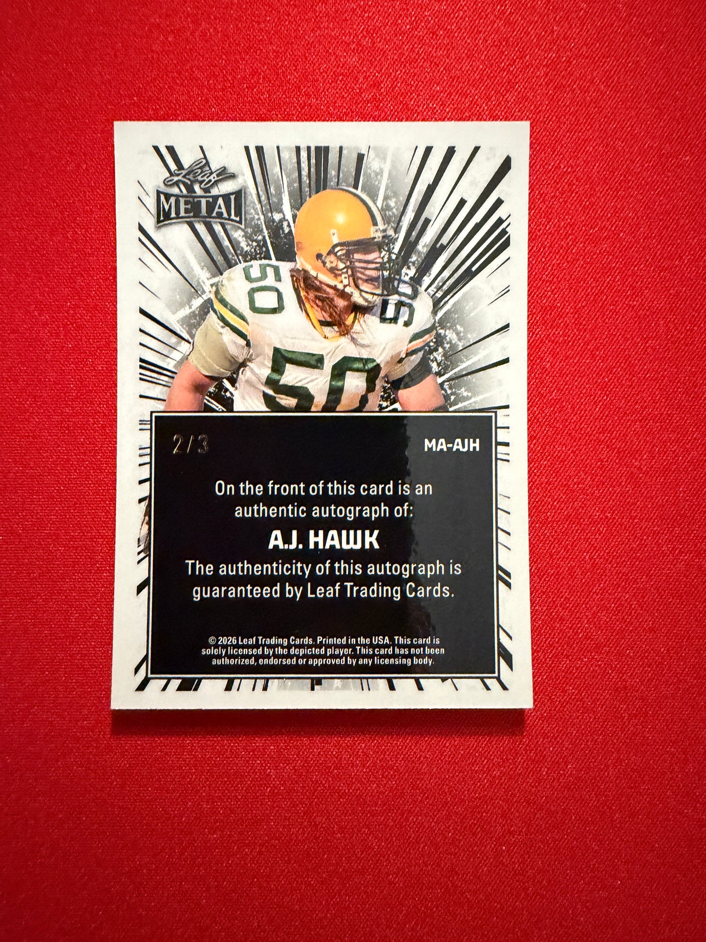 2026 Leaf Pro Set Metal AJ Hawk On-Card Auto Kaleidoscope 2/3