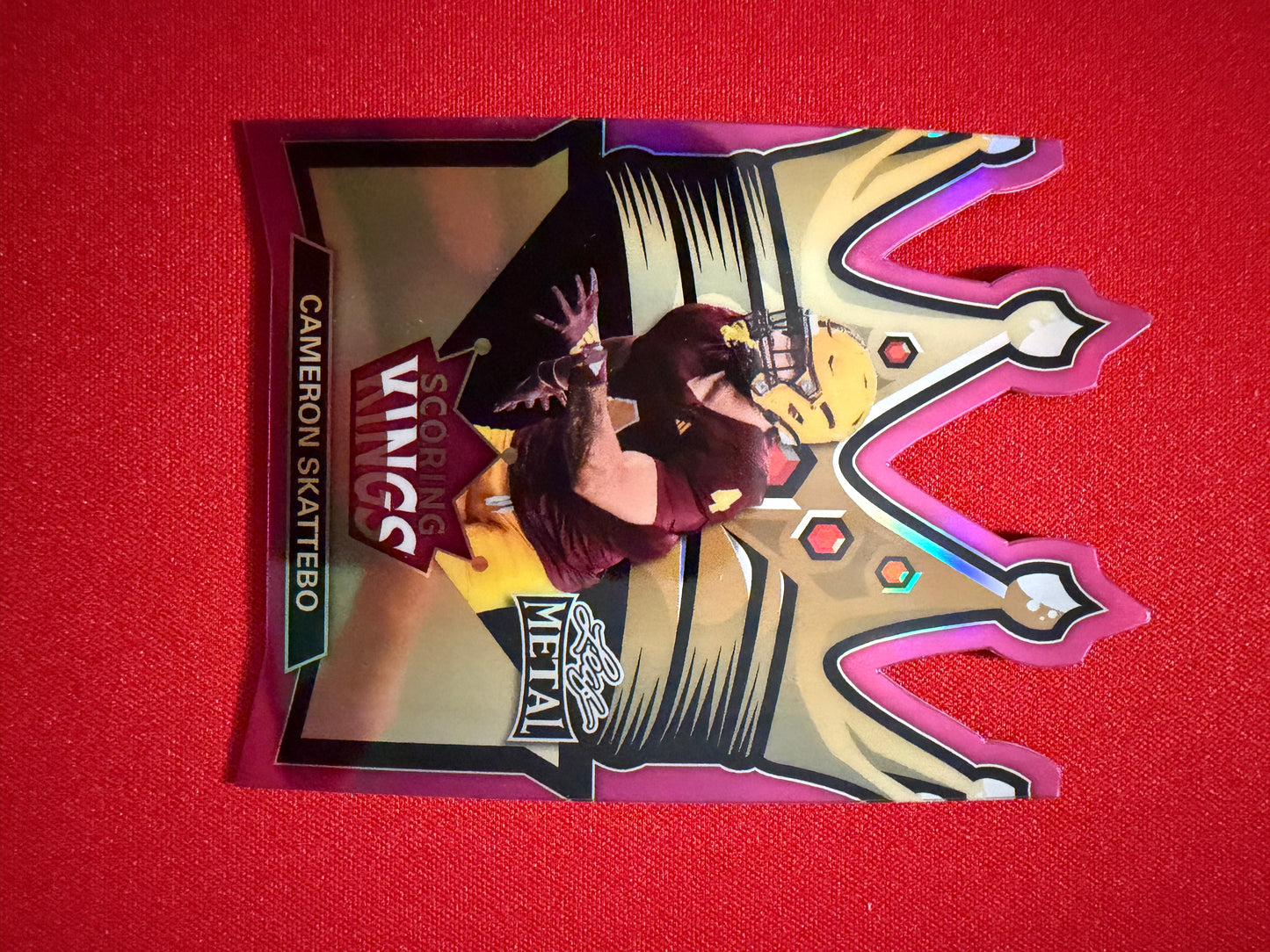 2026 Leaf Metal Football Cam Skattebo Scoring Kings Pink Prismatic /6