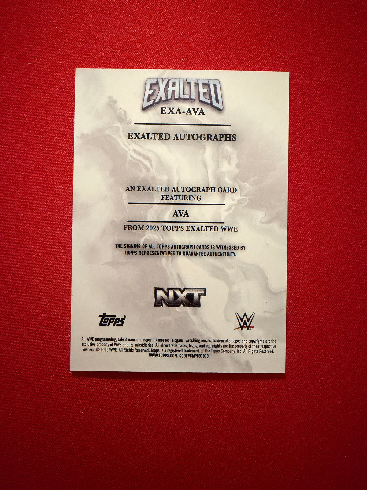 Ava 2026 Topps Exalted WWE Exalted Autographs #EXA-AVA