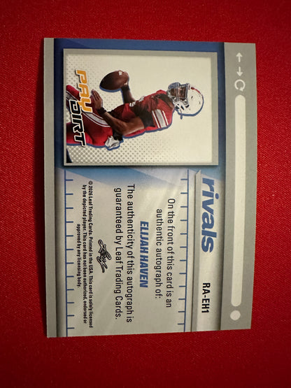 Elijah Haven 2026 Leaf Paydirt Football "Rivals" Orange Autograph /75