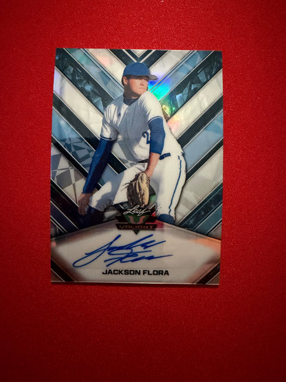 Jackson Flora 2026 Leaf Draft Edition Baseball Valiant Auto Platinum /75