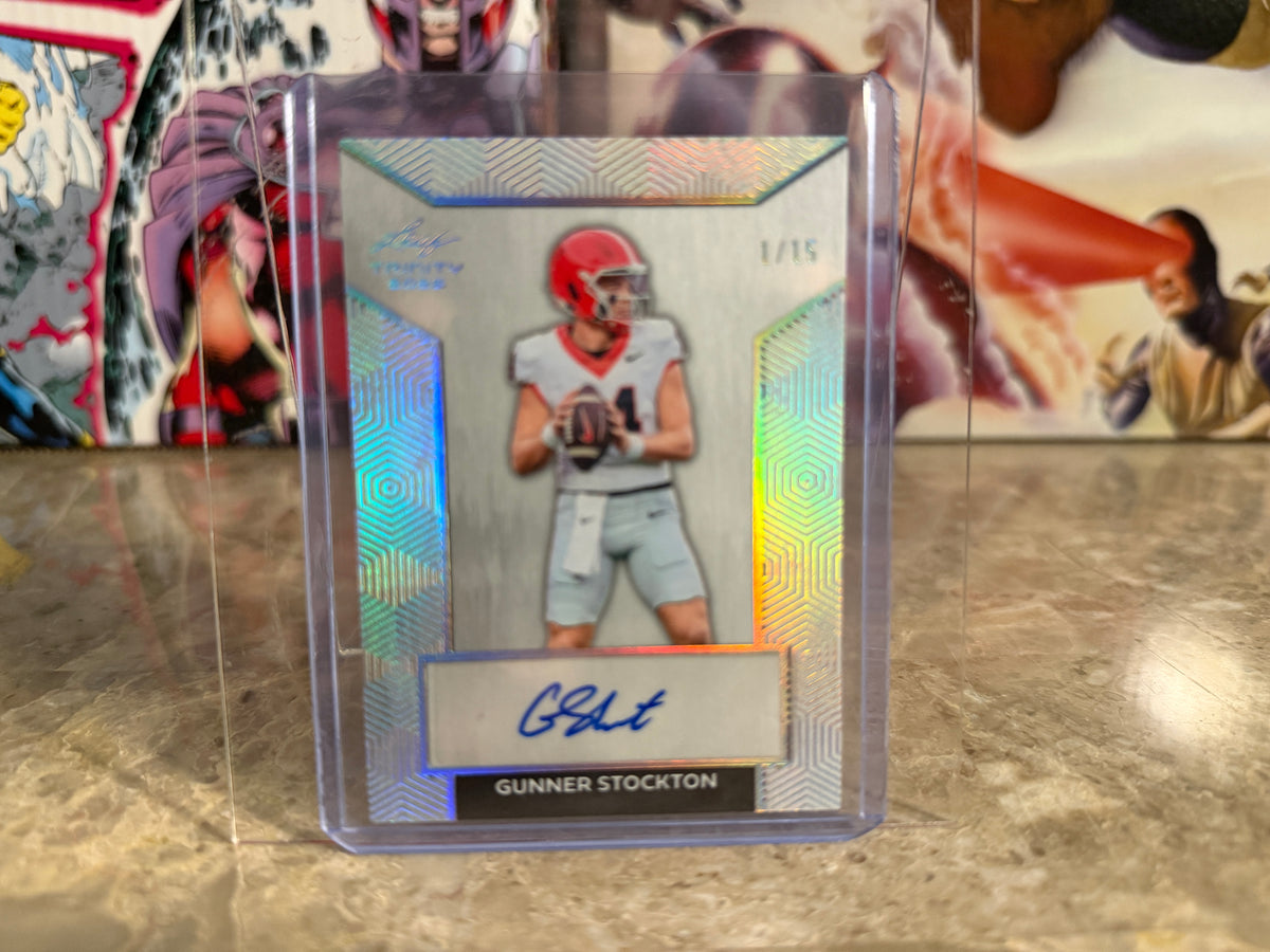 Gunner Stockton 2026 Leaf Trinity Football Base Auto Silver 1/15 Bookend