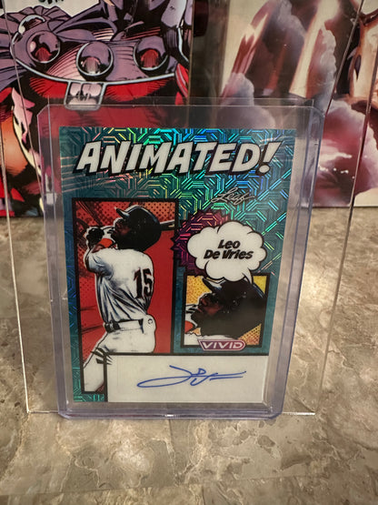 Leo De Vries 2026 Leaf Vivid Animated Teal Auto /25 Padres Phenom SS