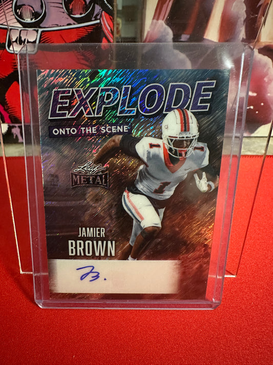 2026 Leaf Metal Football Explode onto the Scene Jamier Brown Auto Purple Shimmer 7/7