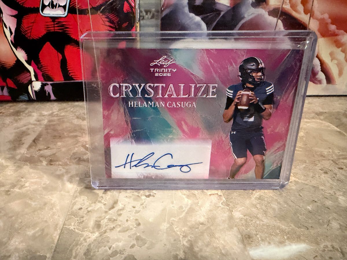 Helaman Casuga 2026 Leaf Trinity Football Crystalize Auto Pink SSP