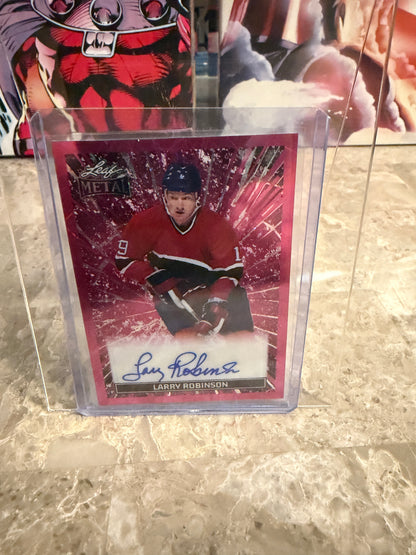 2026 Leaf Metal Hockey Breaking Through Larry Robinson Pink Laser Auto 7/7